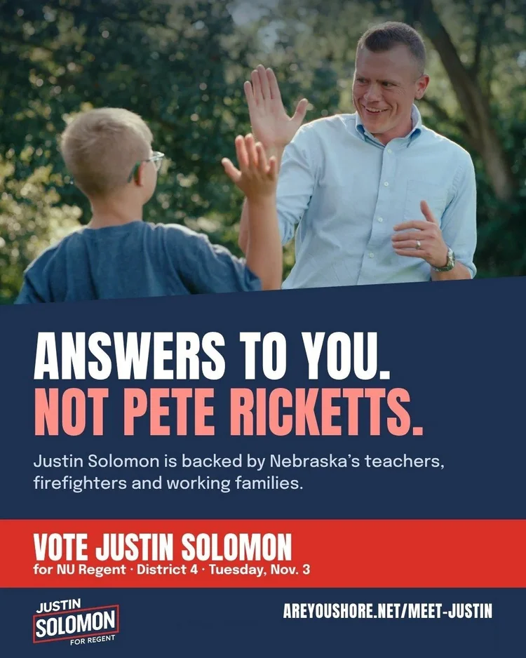 Answers to you. Not Pete Ricketts. Vote Justin Solomon.