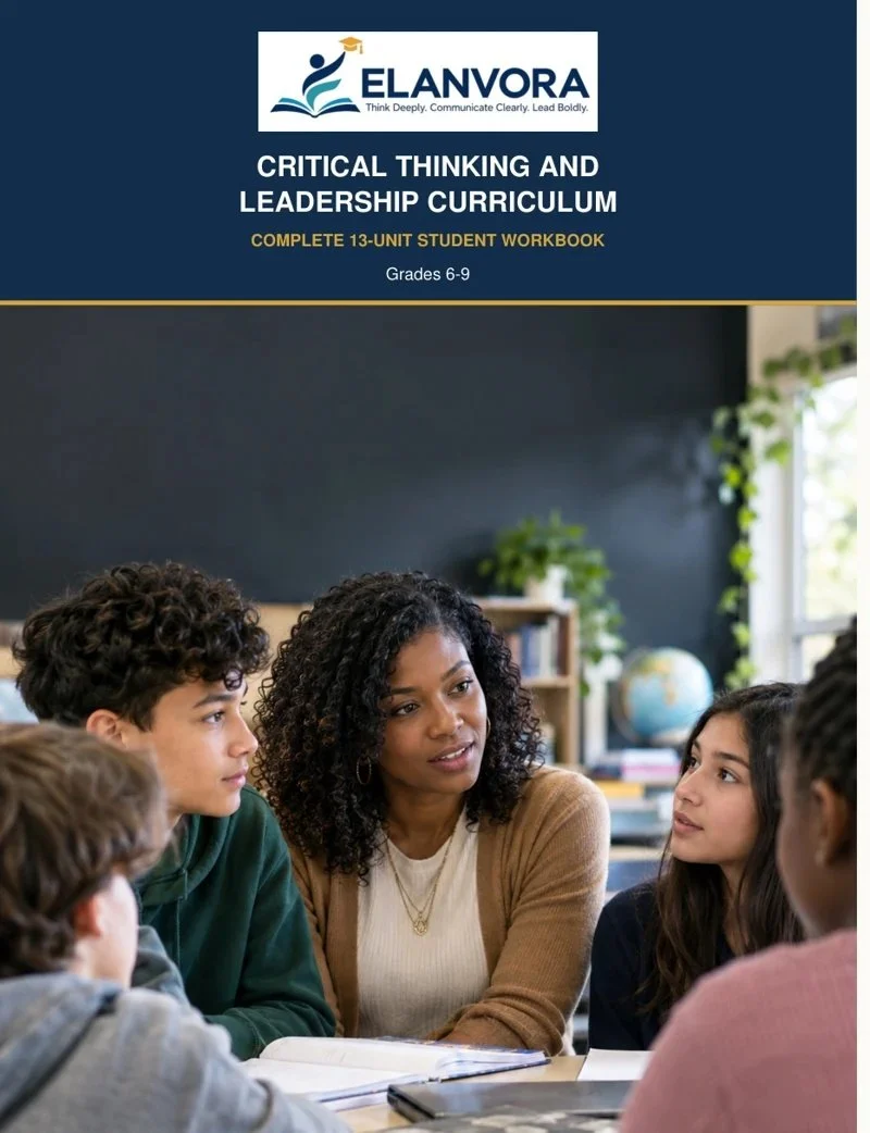 ELANVORA Critical Thinking and Leadership Curriculum: Complete 13 Unit Student Workbook book cover