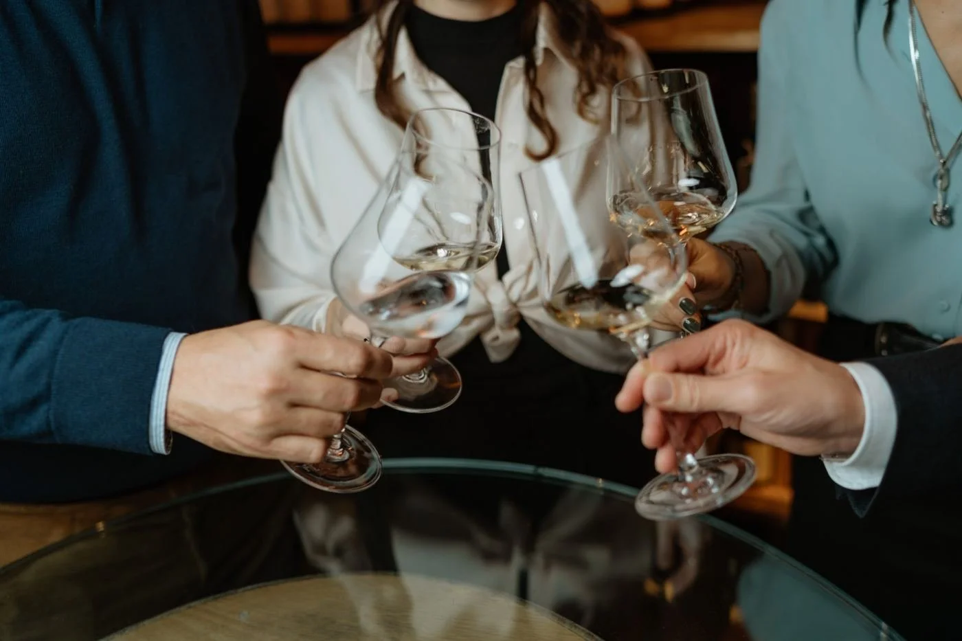 Members raising their glasses