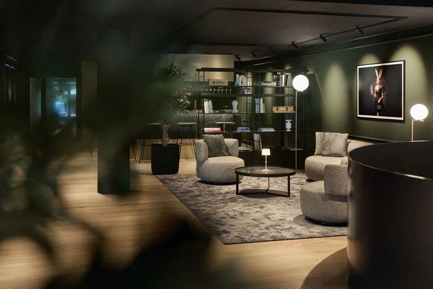 The members' lounge in evening light
