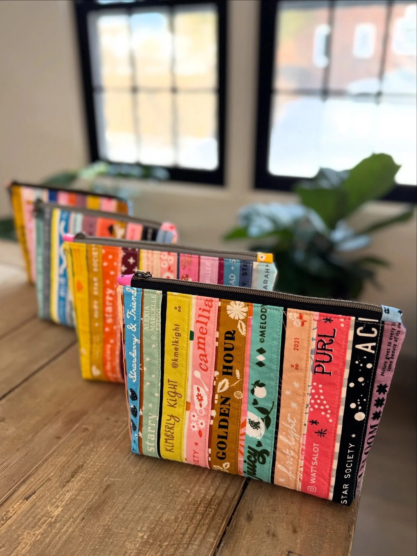 The selvedge parade marches on&hellip;this time with zipper pouches. And of course, why make one when you can make four? 

I think the best part of the selvedge projects are all the little moments, like a flower on the zipper tab, or catching a cute 