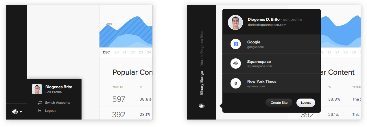 An early iteration on the left, and a closer-to-final visual style on the right. 