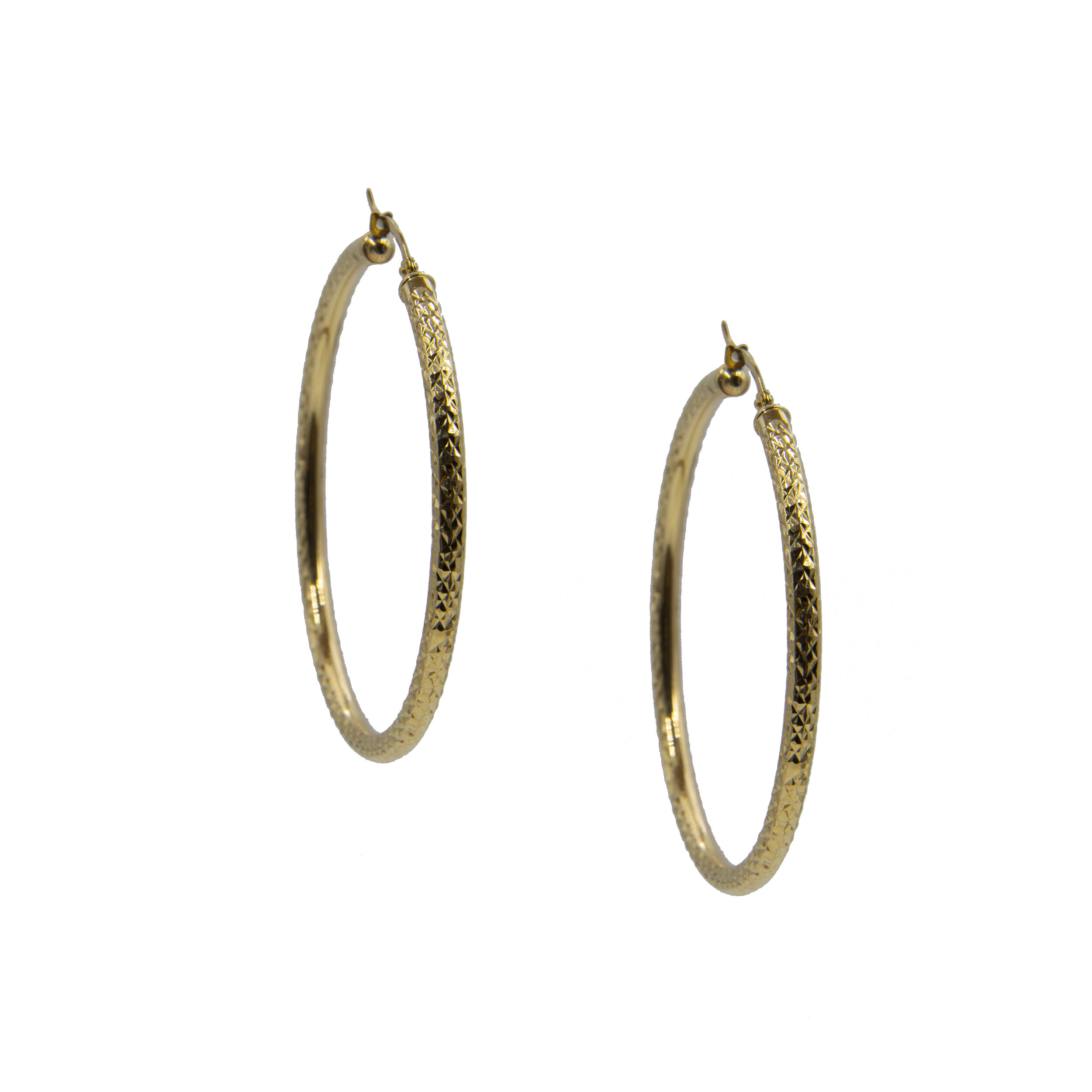 Diamond Cut Hoops,14k Gold