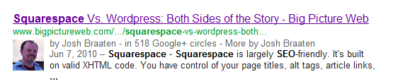 Google's authorship markup snippet
