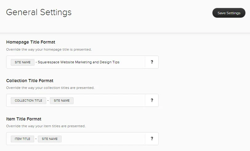 Important fields such as page title tags can be maintained at a sitewide and page-specific level.