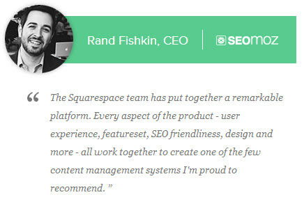 SEO industry hero Rand Fishkin endorses Squarespace.