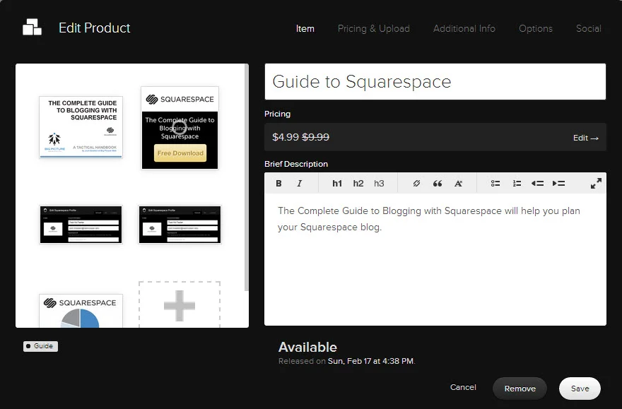 Manage all facets of your product within Squarespace's intuitive user interface.