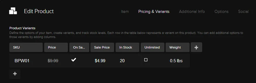 Manage inventory levels with Squarespace's e-commerce tools.
