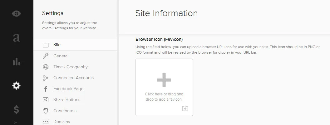 Squarespace favicon settings are found within the Site section of the Settings .