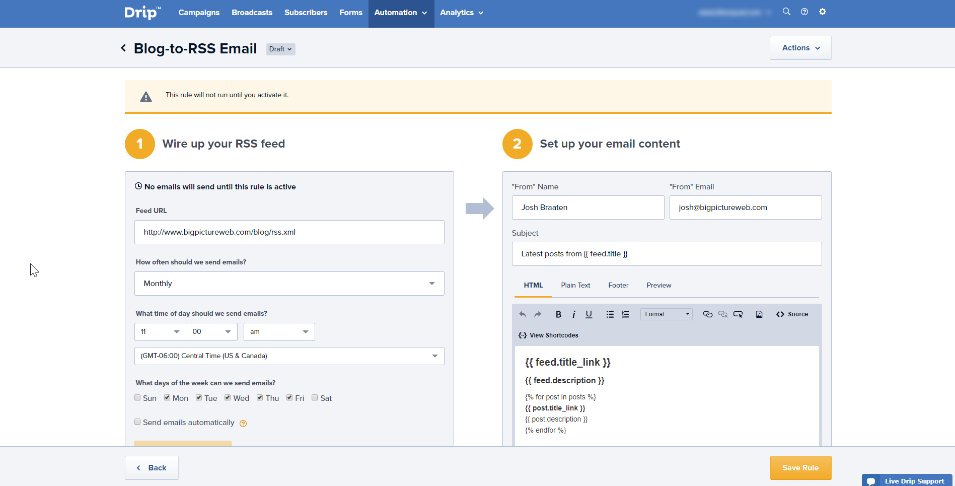 With some simple configuration and a few dynamic values, you'll never have to manually send out blog updates again.