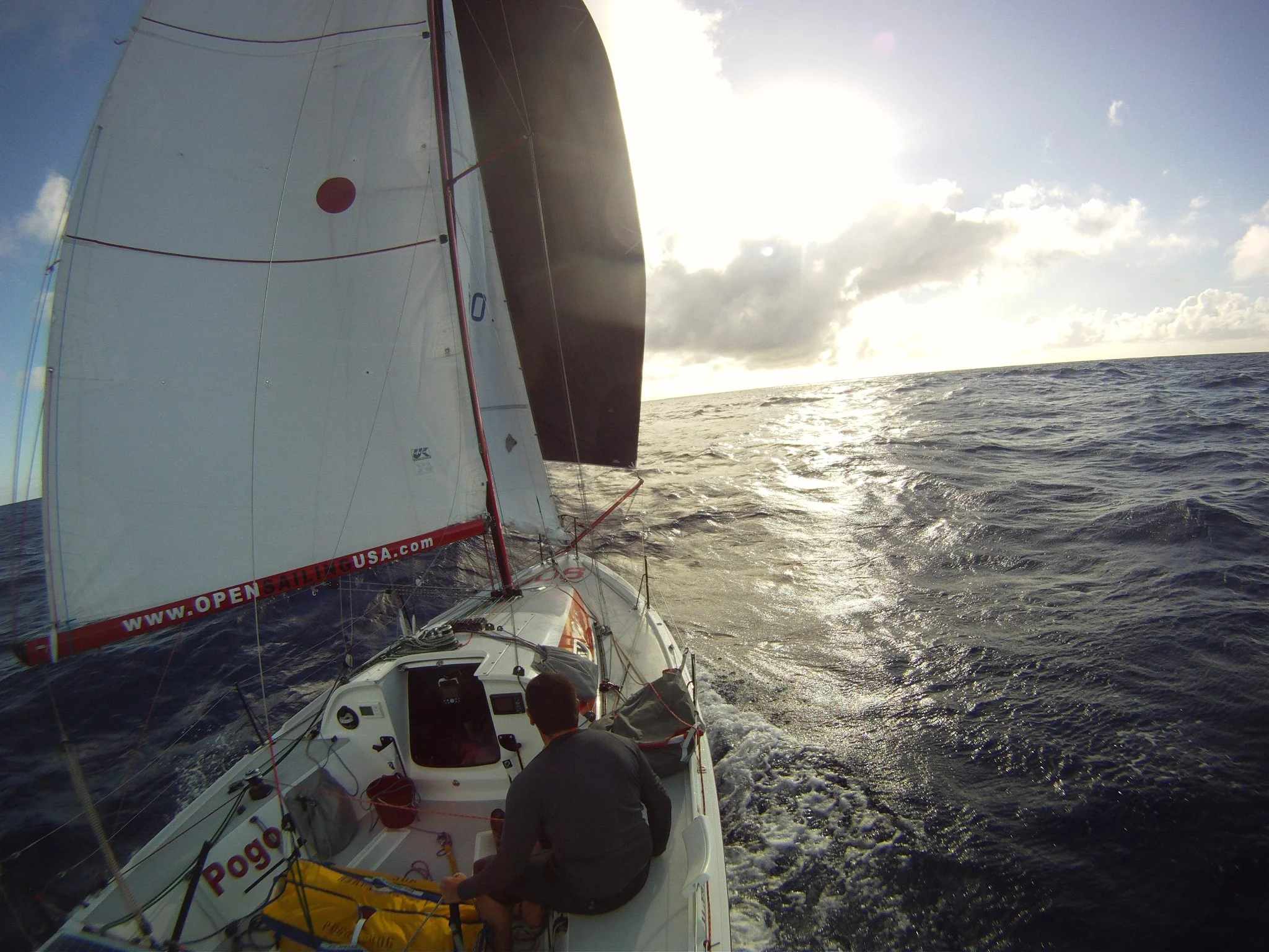 Jerome Sammarcelli in his Pogo 2 (2012, Singlehanded TransPac from San Francisco to Hawaii)