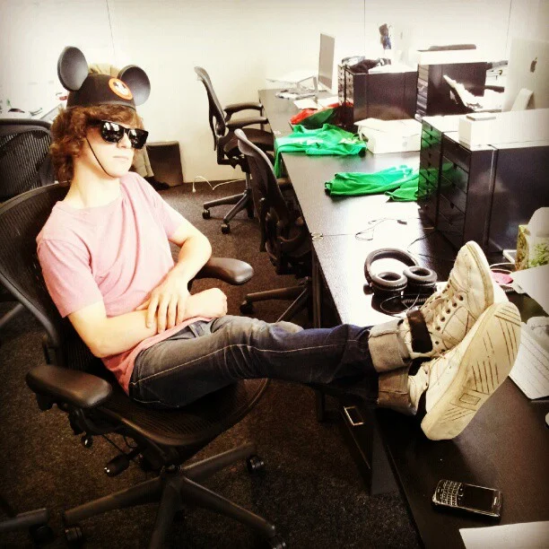 Back to Work patron and all-around handsome man, Ryan Stansky , enjoying a rare and well-earned moment of “Li’l Ryan Time.”