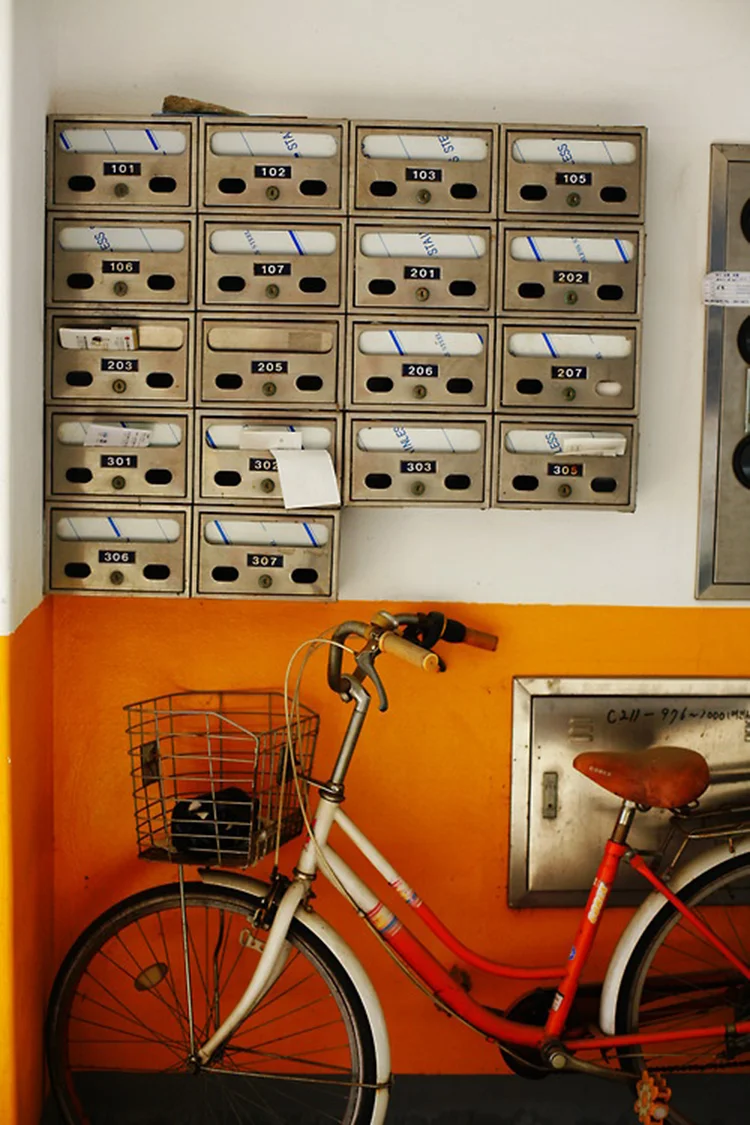 "outdoor mailboxes in rural korea" by sally bucey (sambong-ri, south korea)