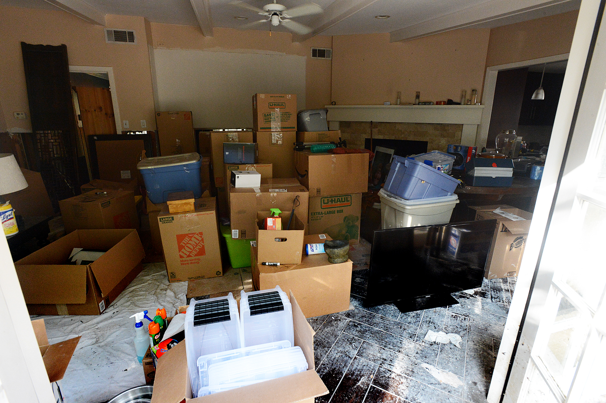 What we managed to salvage. This represents the entirety of our worldly belongings (except for the art that Marcus heroically saved while the house was still flooded ). All our furniture except for a couple of pieces were destroyed in the flood. Marcus says we should think about it like "we just graduated from college, and we're just starting out." I sort of love that romantic outlook.