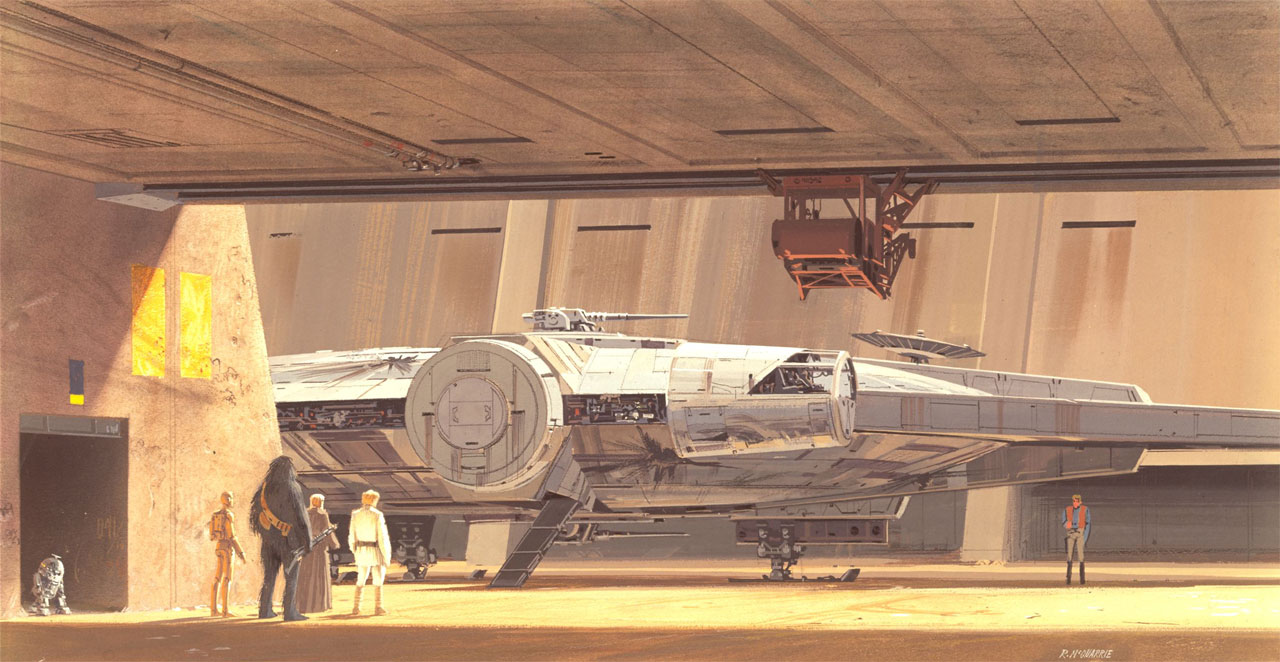   According to starwars.com  "Ralph confided that this painting was actually unfinished. He was not intending for the edges of the Millennium falcon to be smooth, but never got around to incorporating the additional details."&nbsp;As a sidenote, it l