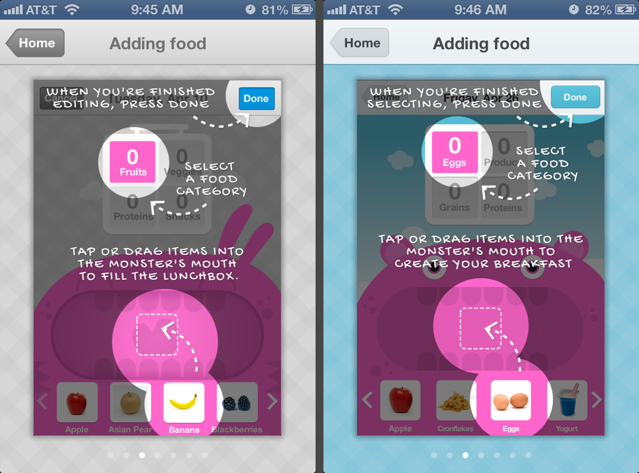Adding foods