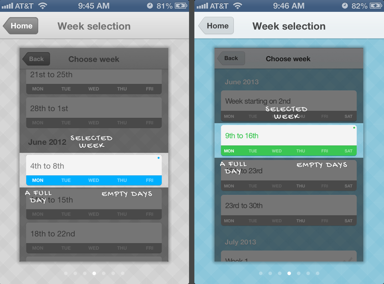 Select the week