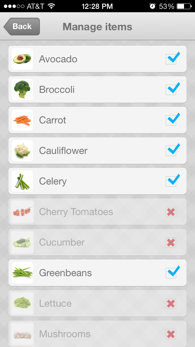 Customize the Food Library