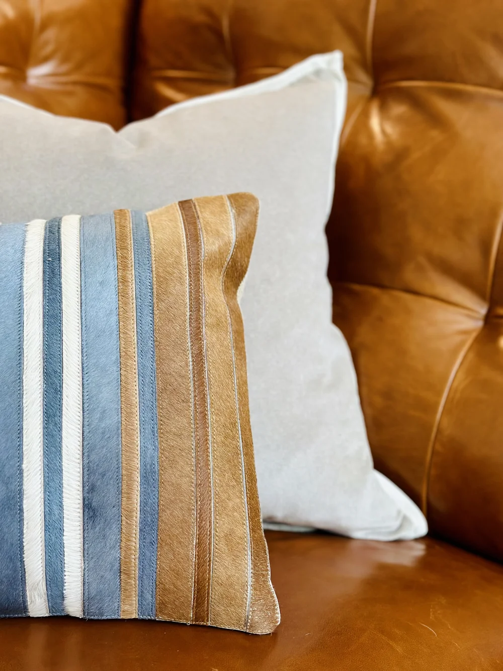 #HairOnHide #Pillows #LeatherSectional