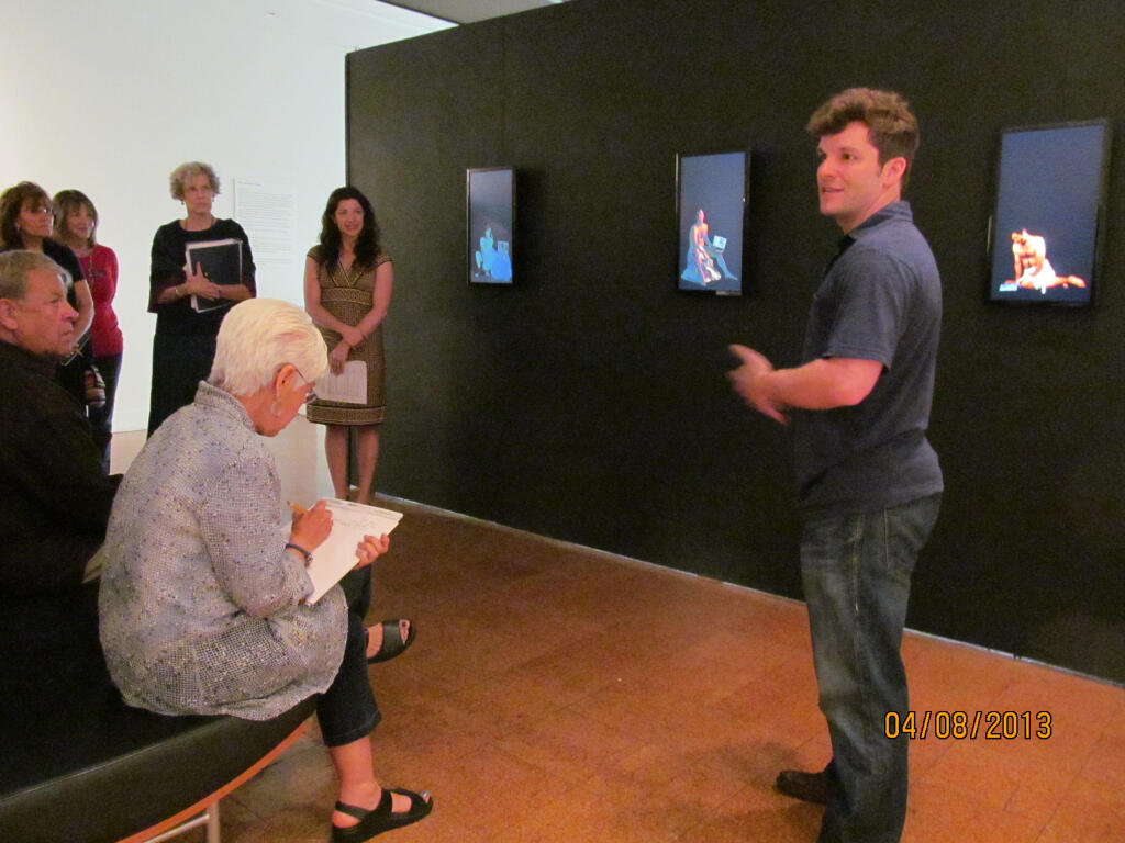 Speaking about the video portion of my thesis work to docents at the museum. 