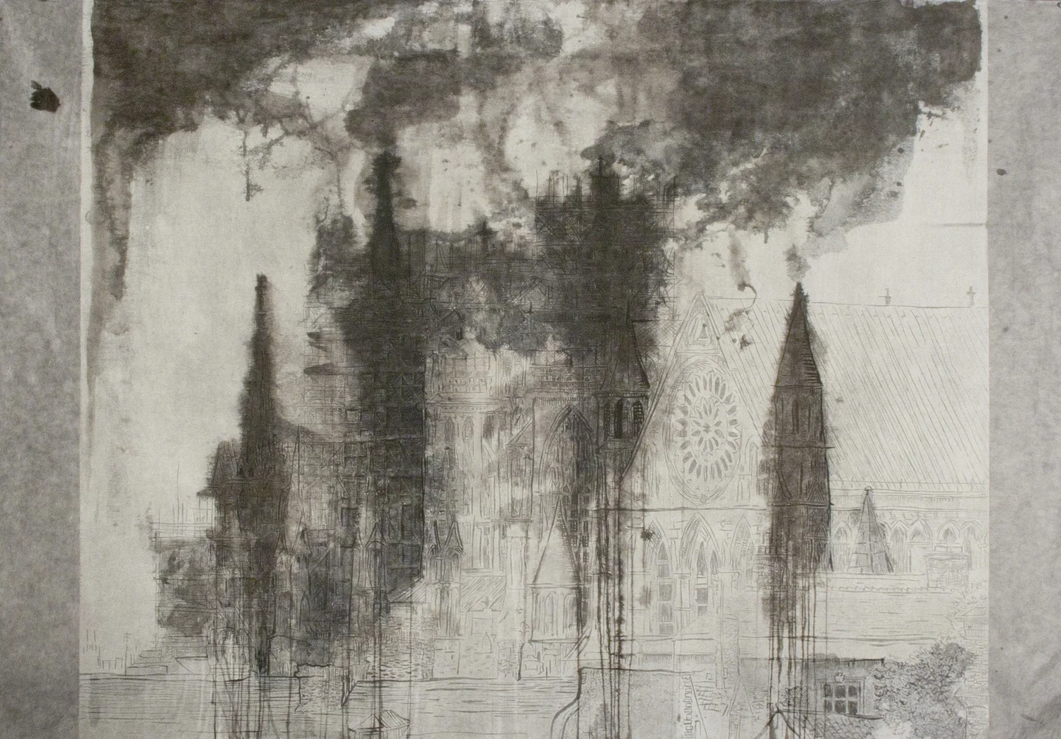 View of Rehabilitation . Woodcut , 40" X 58"