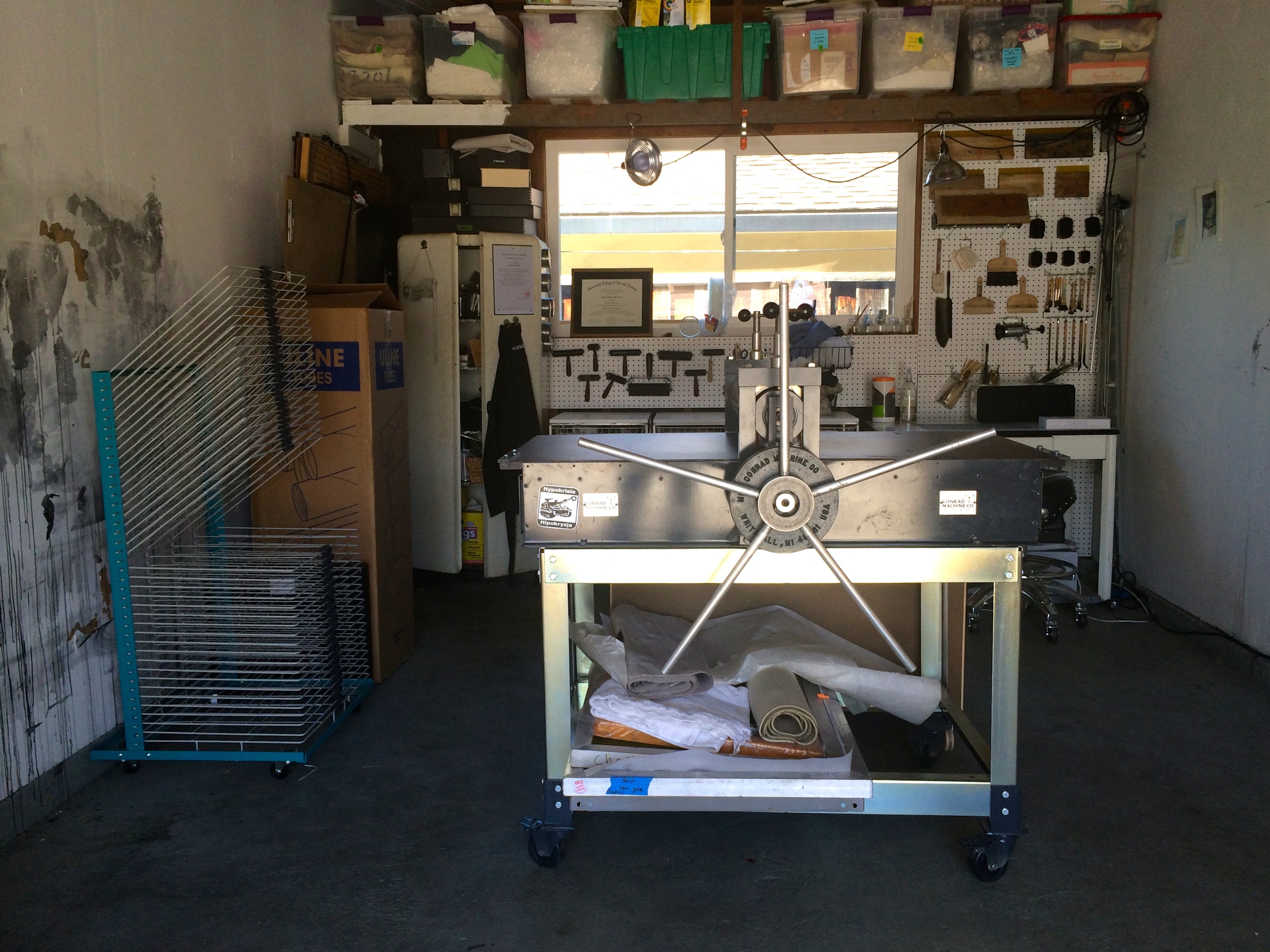 My studio today, with the Conrad Etching Press.