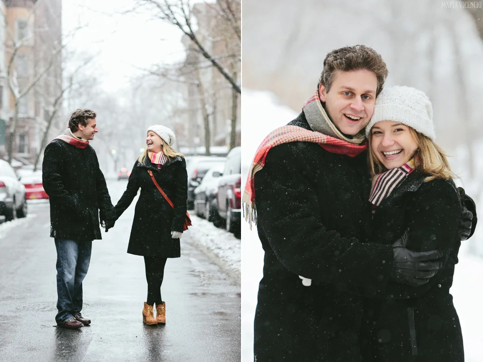 Snowy winter engagement by Maria Vicencio Photography