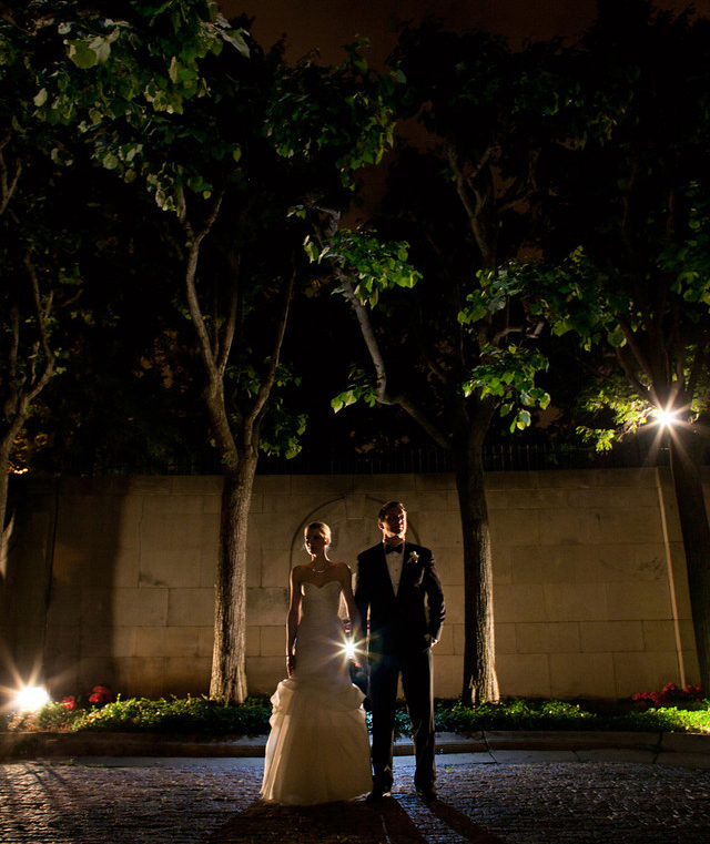 Night portrait of bride and groom at the Meridian House - Maria Vicencio Photography Weddings