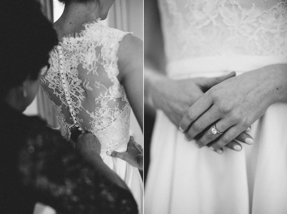 Black and white shots of bride getting ready - Maria Vicencio Photography Weddings
