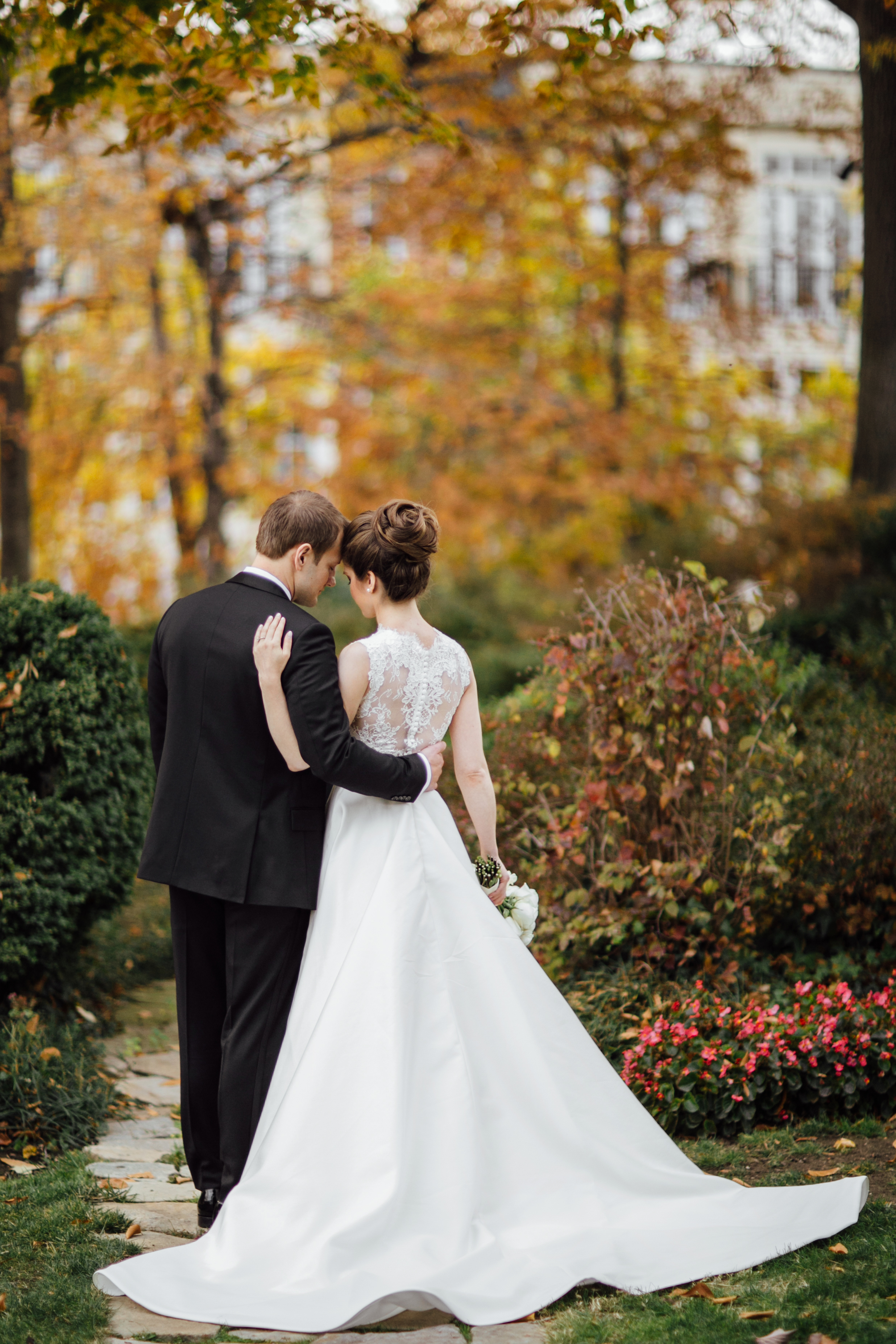 Bride and groom huggin at Meridian House in DC - Maria Vicencio Photography Weddings