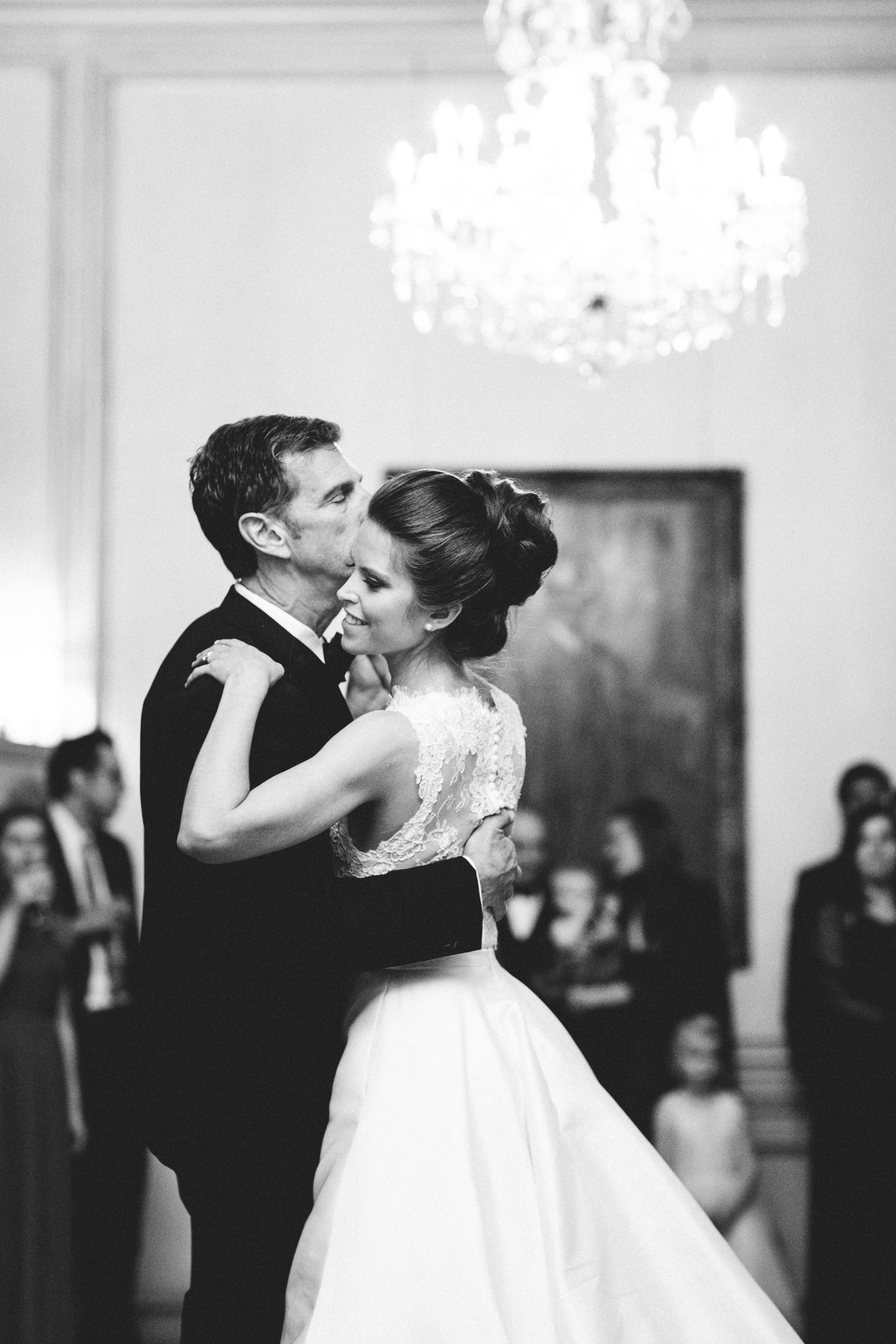 Black and white shot of bride's dance with her father at Meridian House in DC - Maria Vicencio Photography Weddings