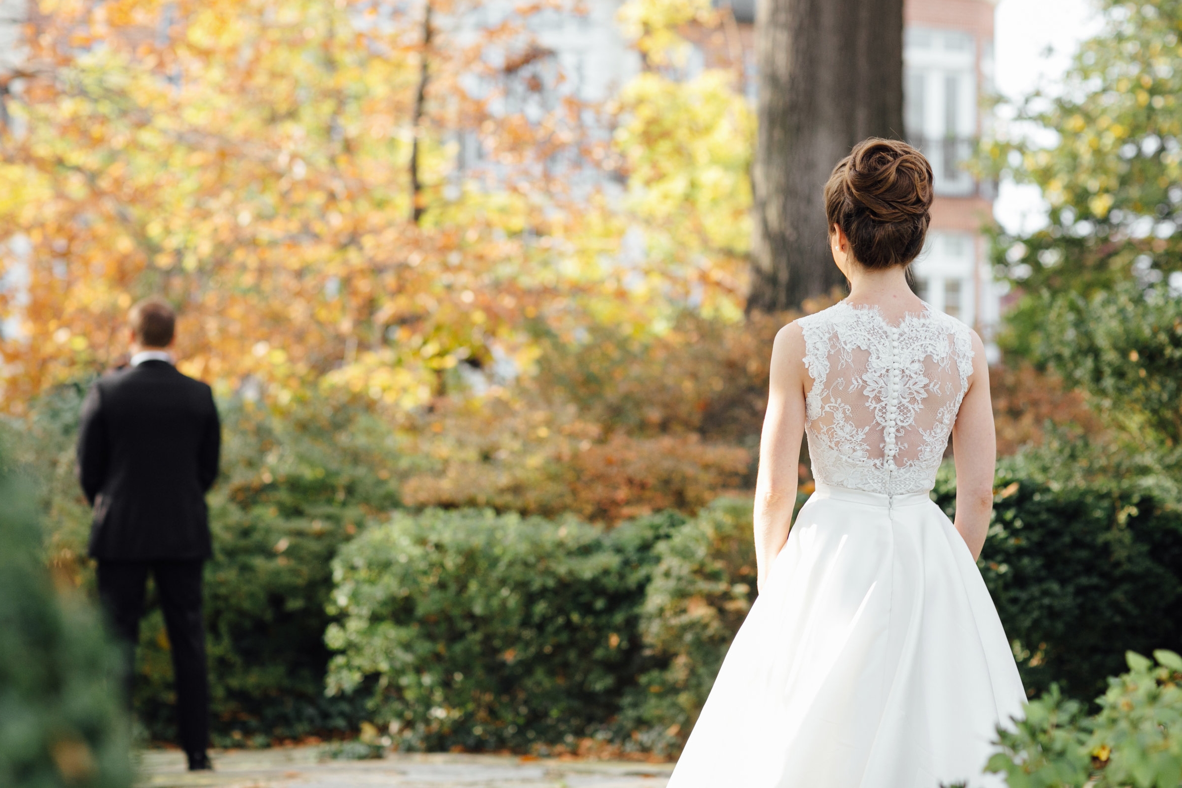 First Look with bride and groom at Meridian House in DC - Maria Vicencio Photography Weddings