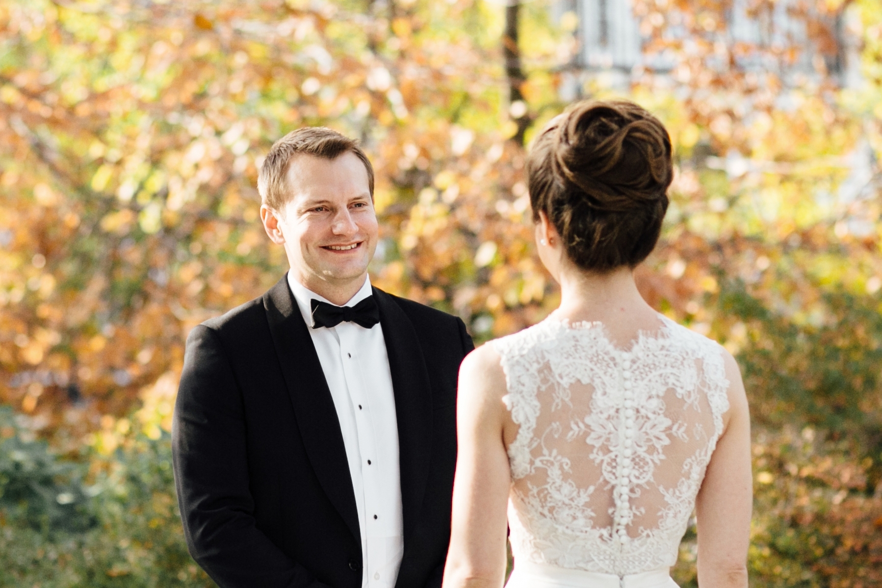 First Look of bride and groom at Meridian House in DC - Maria Vicencio Photography Weddings