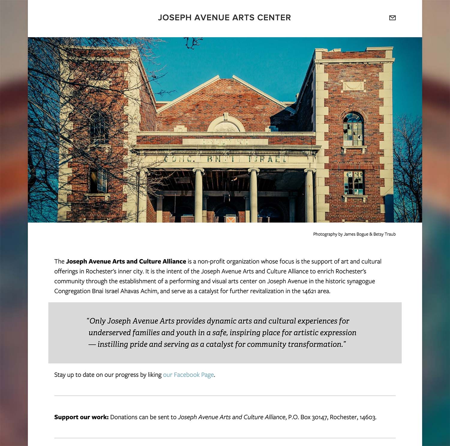 Joseph Ave Arts Center Website