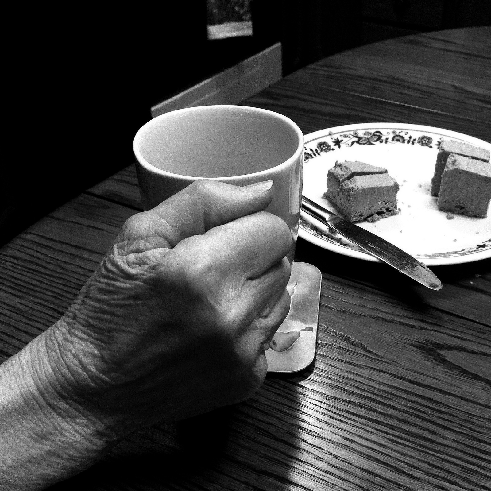This is my paternal grandmother's hand with some tea a few years ago.