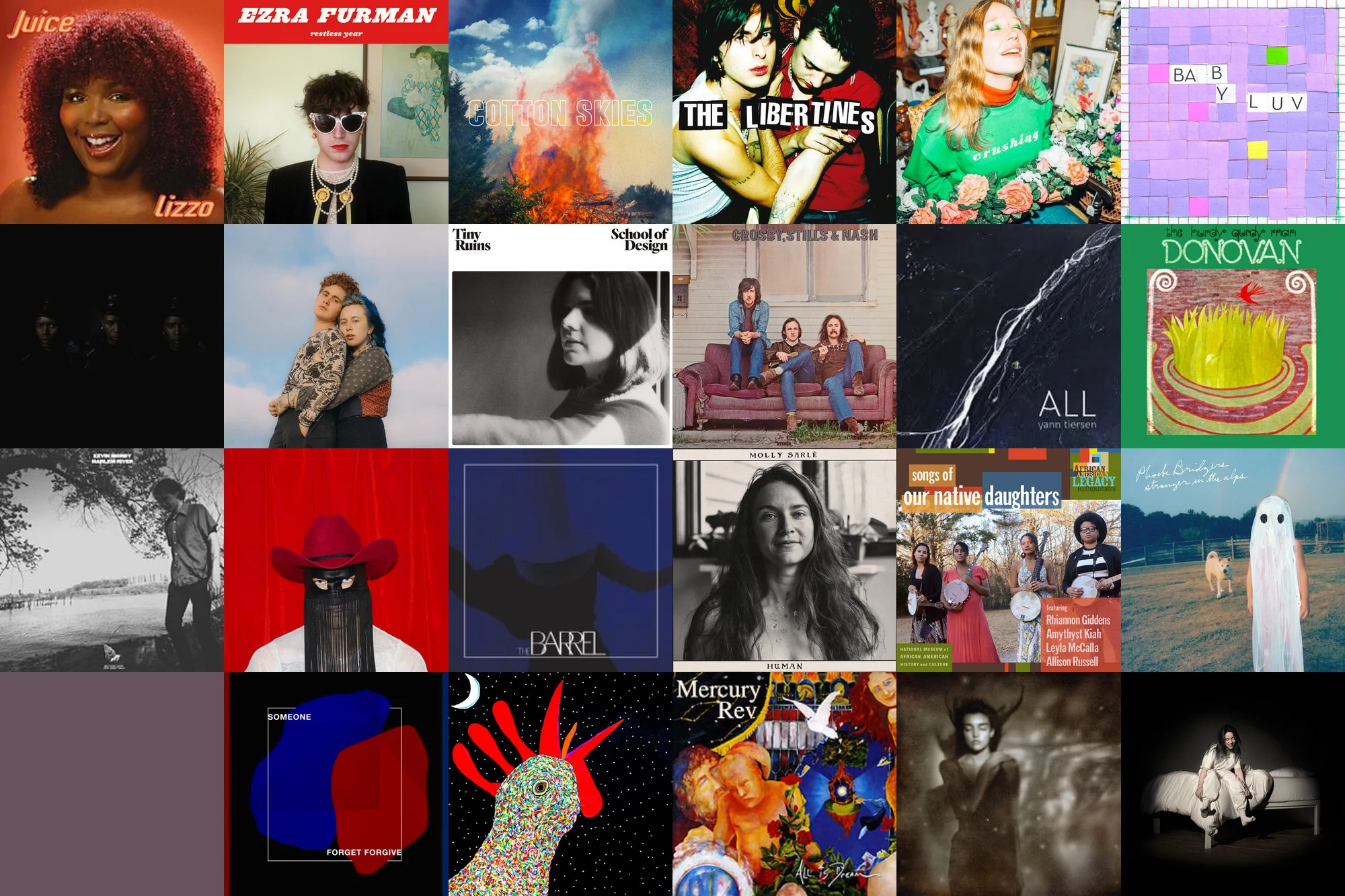 a collage of album covers from Elan’s March 2019 Mixtape