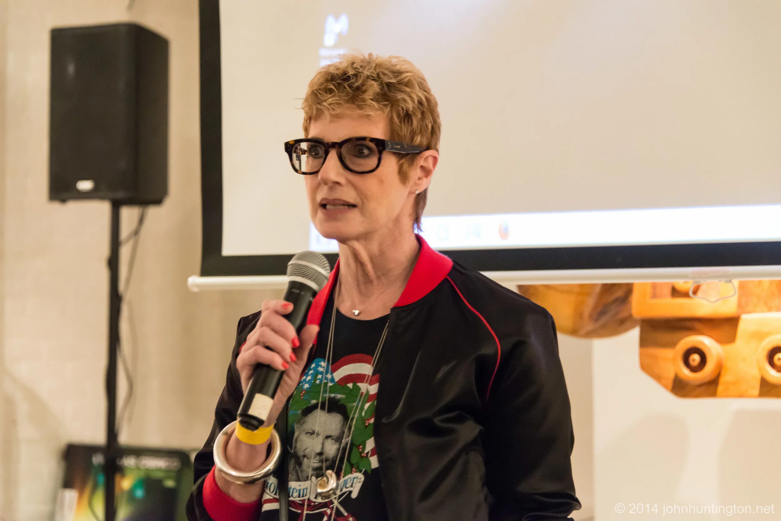 Adrienne Gruberg, widow of Steve "Grube Tube" Gruberg. Adrienne also read a letter from sex educator and performance artist Annie Sprinkle