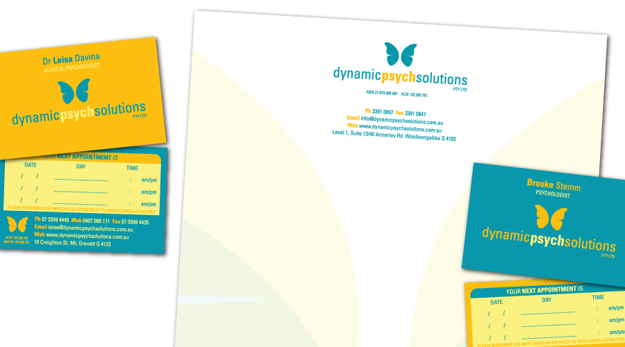  Dynamic Psych Solutions - Collaterals Created: Identity, Graphic Design, Business Cards, Letterheads, Signage, Stickers, Website 