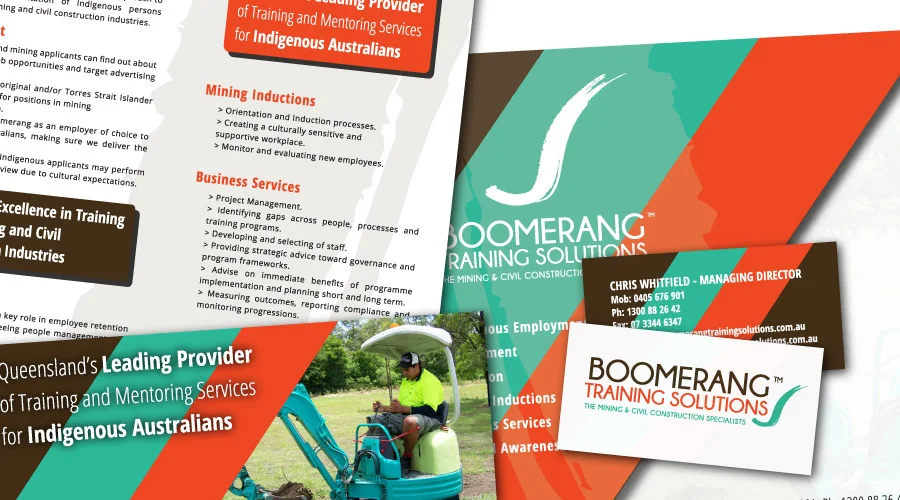 Boomerang Training Solutions - Collaterals Created: Identity, Graphic Design, , Pullup Banner, Website, Social Media Strategy, Google + Page, Twitter Profile, Facebook Page, Presentation Folders, Business Cards, Letterheads, Brochures, Enewsletter Templates, Motion Logo