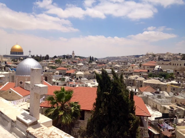 Jerusalem. A beautiful but sad city, in which every inch is being bitterly fought for. Many individual houses in the Old City's historically Muslim or Christian quarters have been "settled," occupied by Israelis who drape them in flags and barbed wire. 