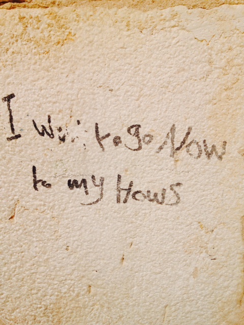 Graffiti on the wall of a community center in Hebron