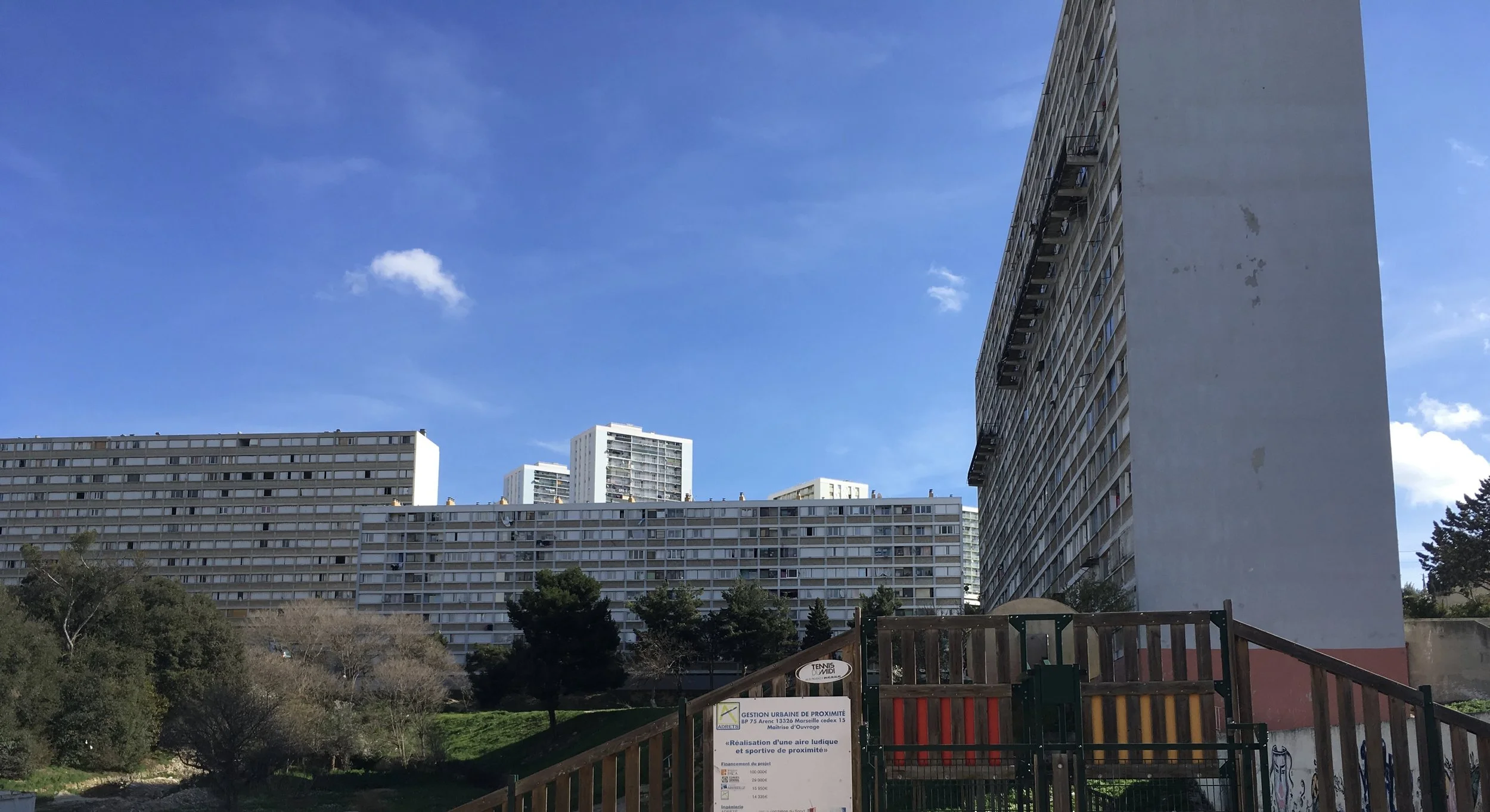 Housing projects on the outskirts of the city. 