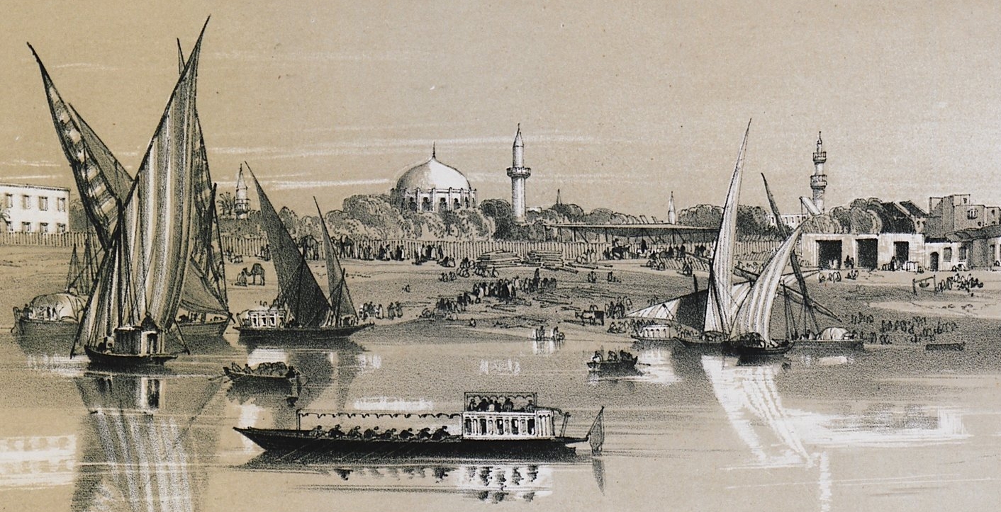 View of Bulaq quarter, Cairo. HAY, Robert, Esq. Illustrations of Cairo, London, Tilt and Bogue, 1840.