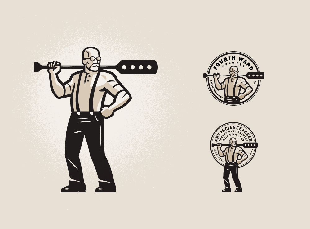 a vintage athletic style mascot, based on the brewmaster