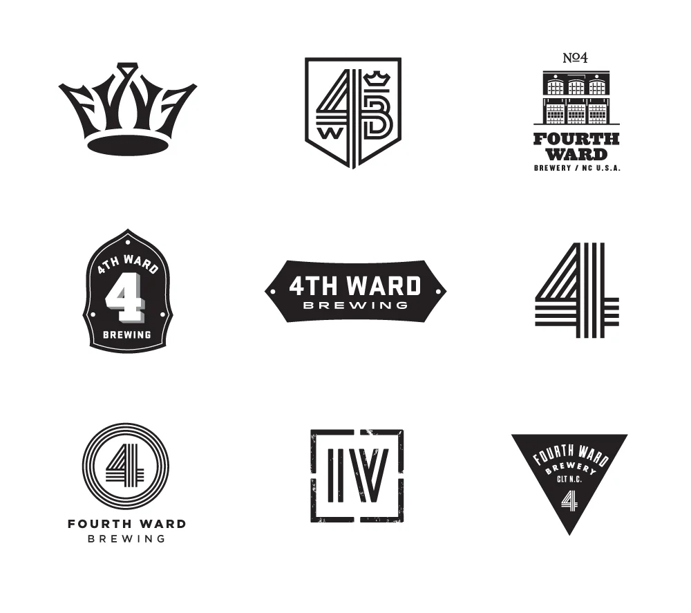 Early studies. Exploring regal symbols, nods to the four wards of Charlotte and inspired by the potential location of an historic fire station