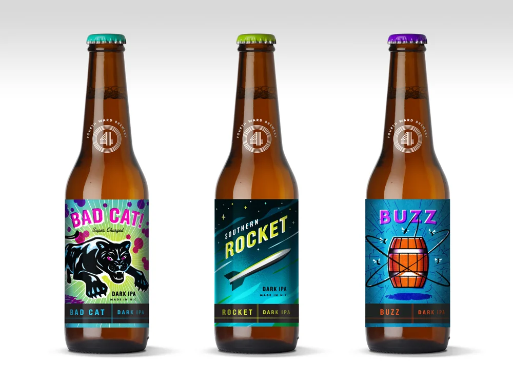One of the early concepts was to create labels inspired by vintage firecracker packaging.