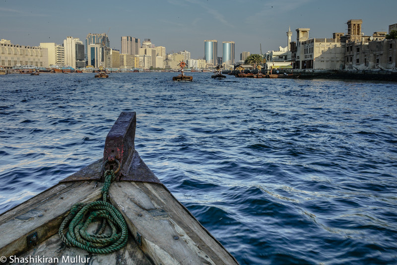 Skimming the Dubai Creek on an abra