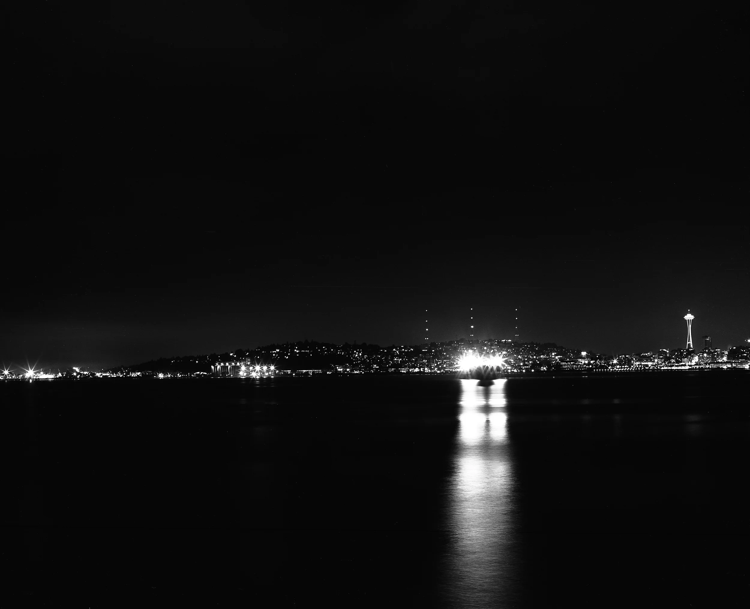 View of Downtown Seattle from Alki Beach, West Seattle. Image taken with Mamiya RB67 + Fujifilm Acros Neopan 100 and developed in Ilford Ilfosol 3. 
