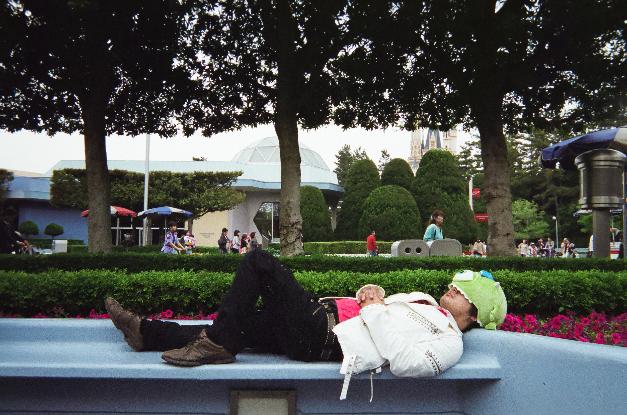 Taking a nap at Disneyland, Tokyo