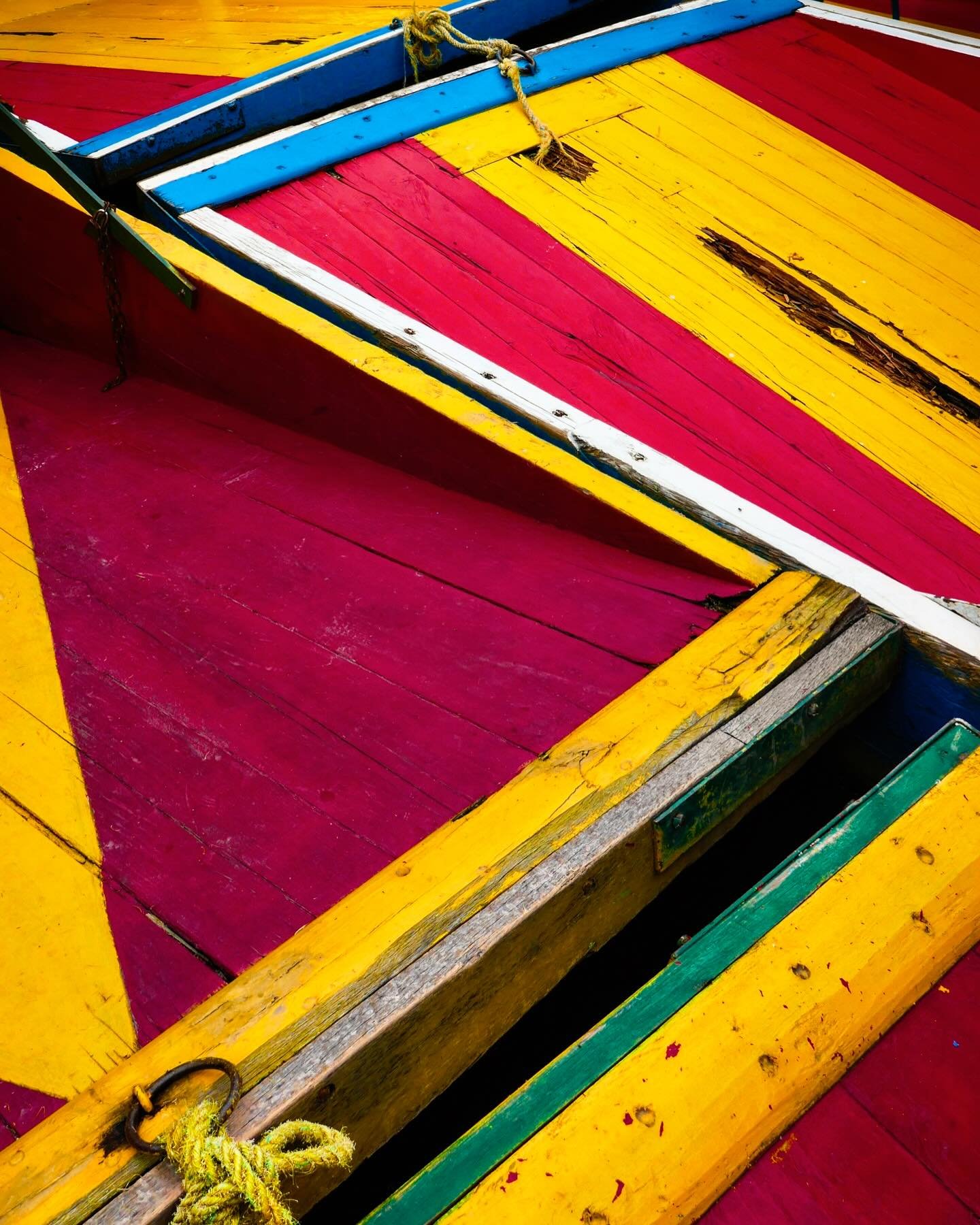 &ldquo;Zorro&rdquo; &copy; 2025 Skip Hunt

Brightly colored wooden surfaces intersect with vivid geometric patterns of yellow, red, and blue. Ropes are strategically placed, suggesting a nautical setting.

Xochimilco, Mexico
